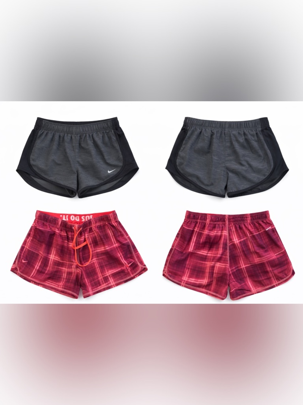Nike Dri-Fit Shorts Bundle Size Small Pink Plaid & Black Gray Running Shorts - Picture 2 of 2